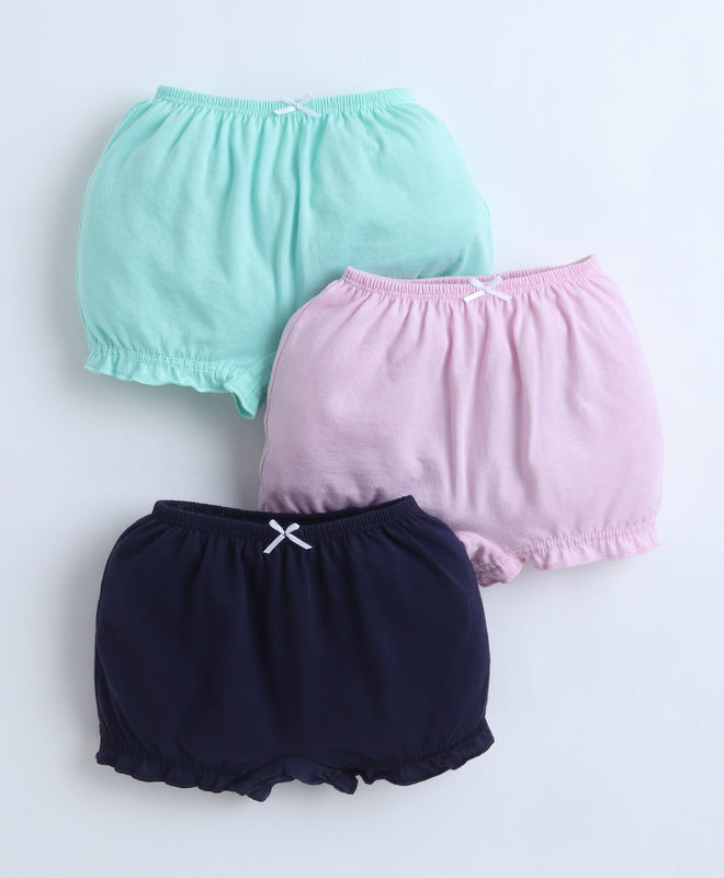 Navy & Mint Green Girls Compact Cotton Bloomers Pack of 3