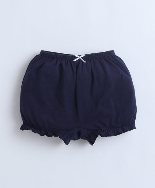 Girls 100% Compact Cotton Solid Bloomers - Navy & Mint Green