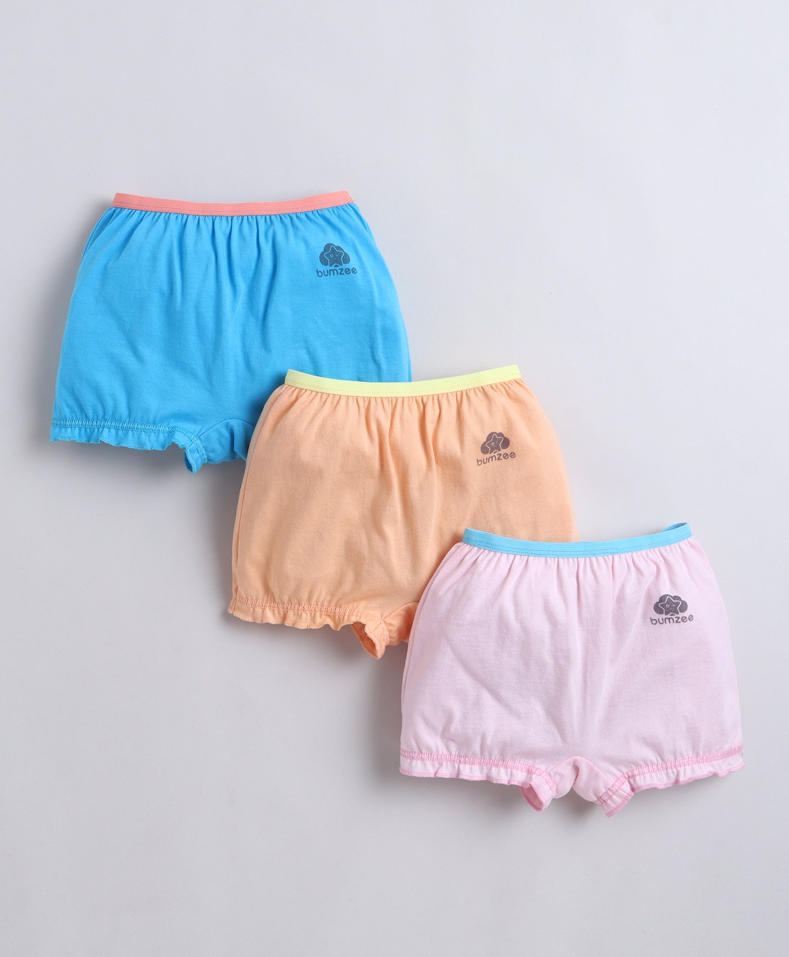 Blue & Pink Girls Compact Cotton Bloomers Pack of 3