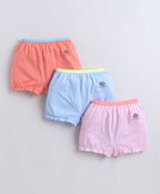 Bumzee Sky Blue & Peach Bloomers, Pack of 3, Compact Cotton