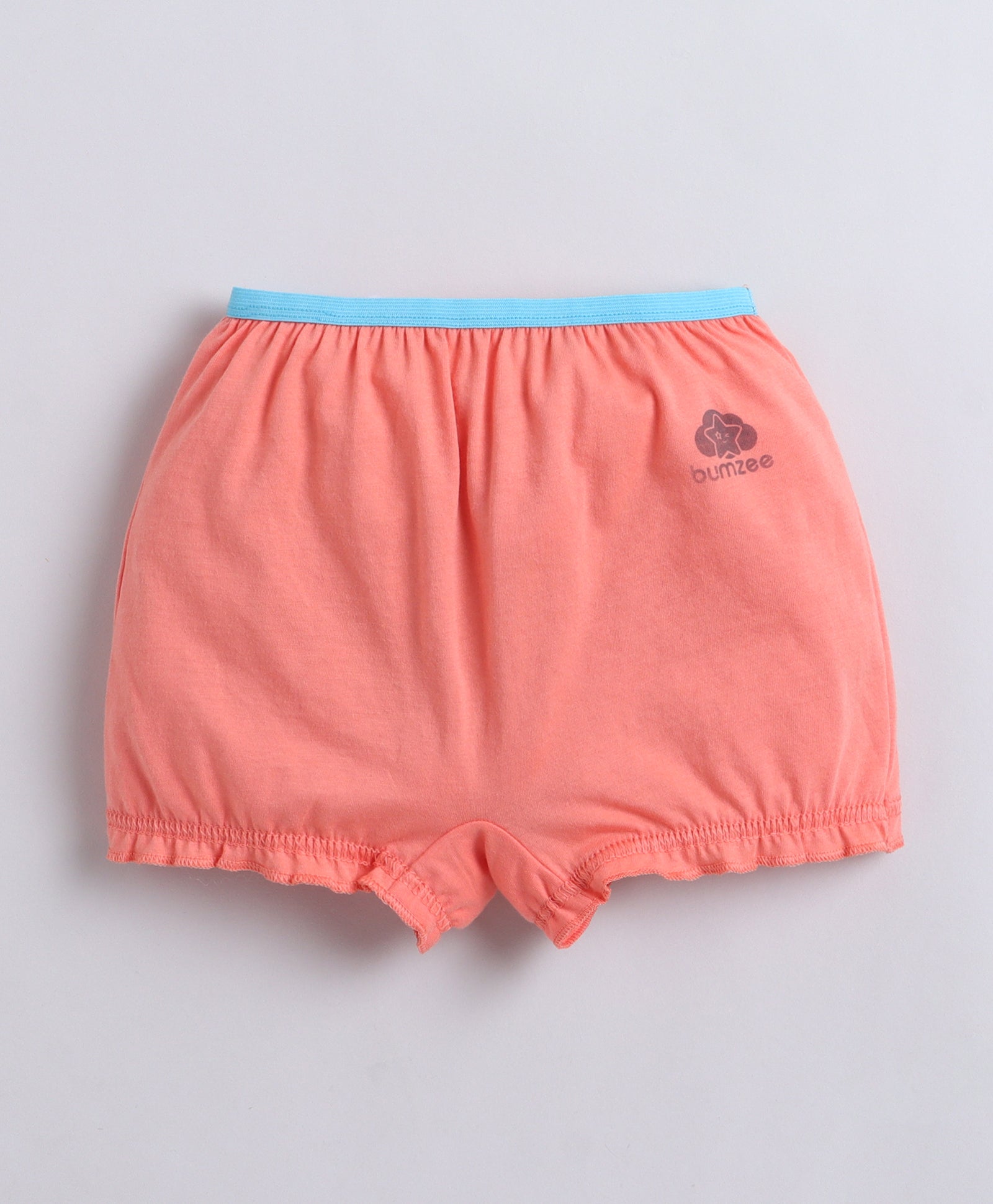 Sky Blue & Peach Girls Compact Cotton Bloomers Pack of 3
