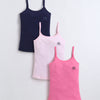 Pink & Navy Girls Cotton Camisole Slip Pack of 3