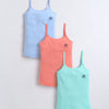 Sky Blue & Mint Girls Cotton Camisole Slip Pack of 3