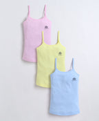 Bumzee Yellow & Sky Blue Slip, Pack of 3, Sleeveless, Compact Cotton
