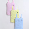 Yellow & Sky Blue Girls Cotton Camisole Slip Pack of 3