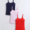Red & Pink Girls Cotton Camisole Slip Pack of 3