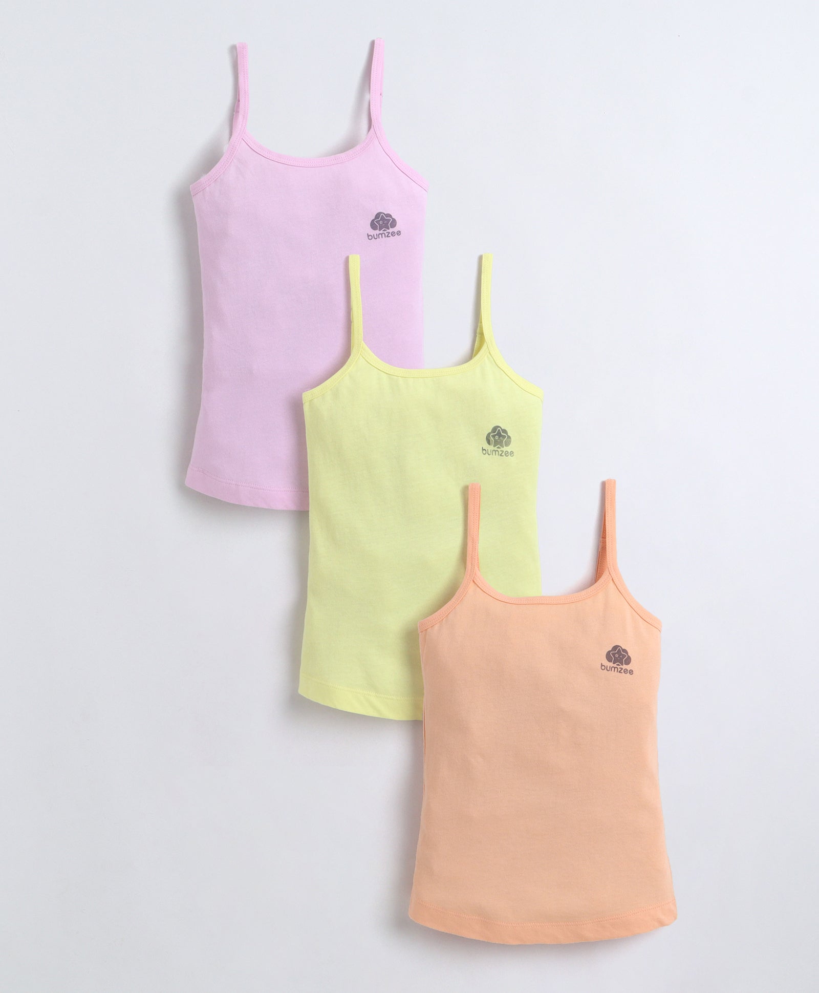 Yellow & Lavender Girls Cotton Camisole Slip Pack of 3