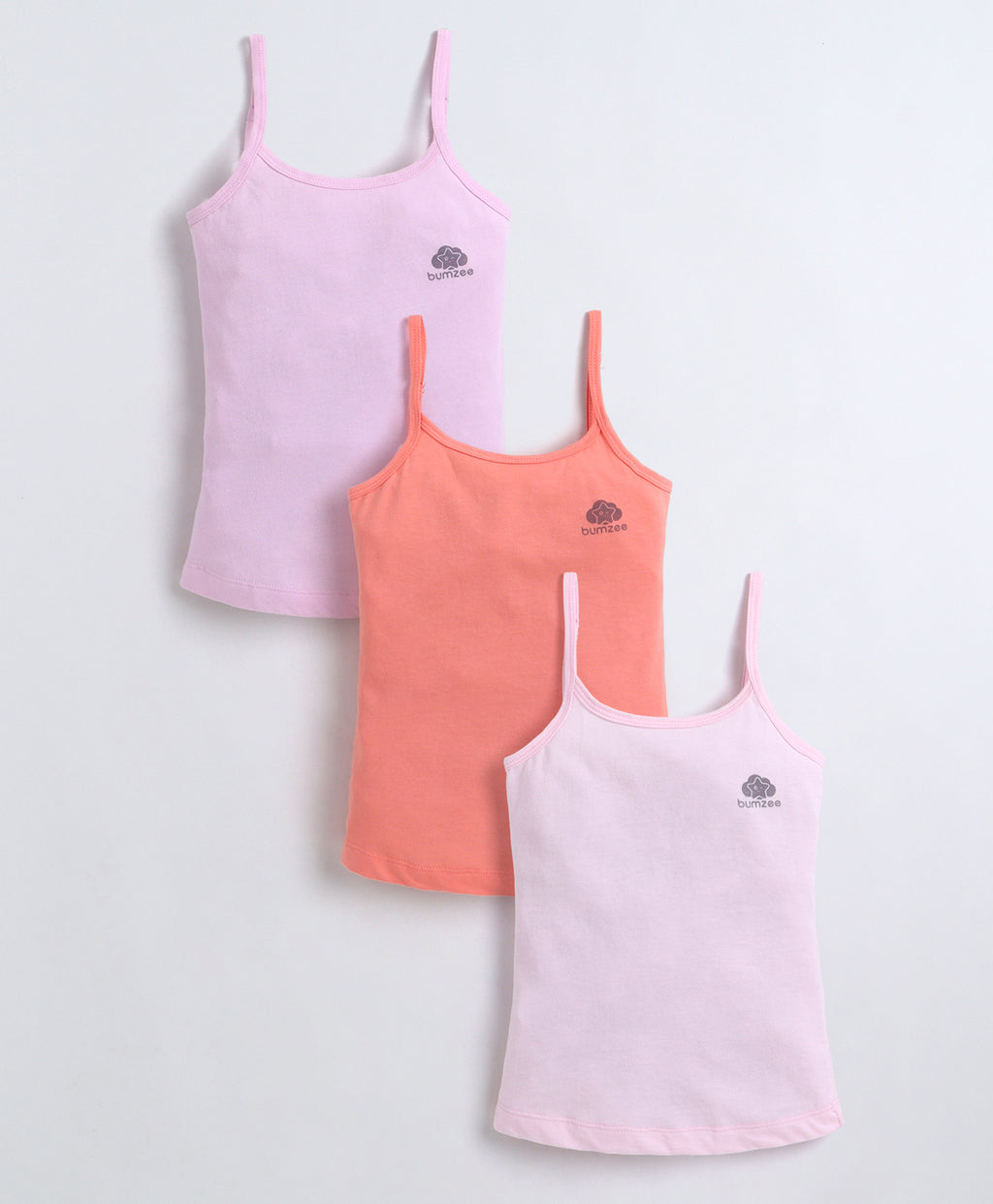 Bumzee Pink & Lavender Slip, Pack of 3, Sleeveless, Compact Cotton