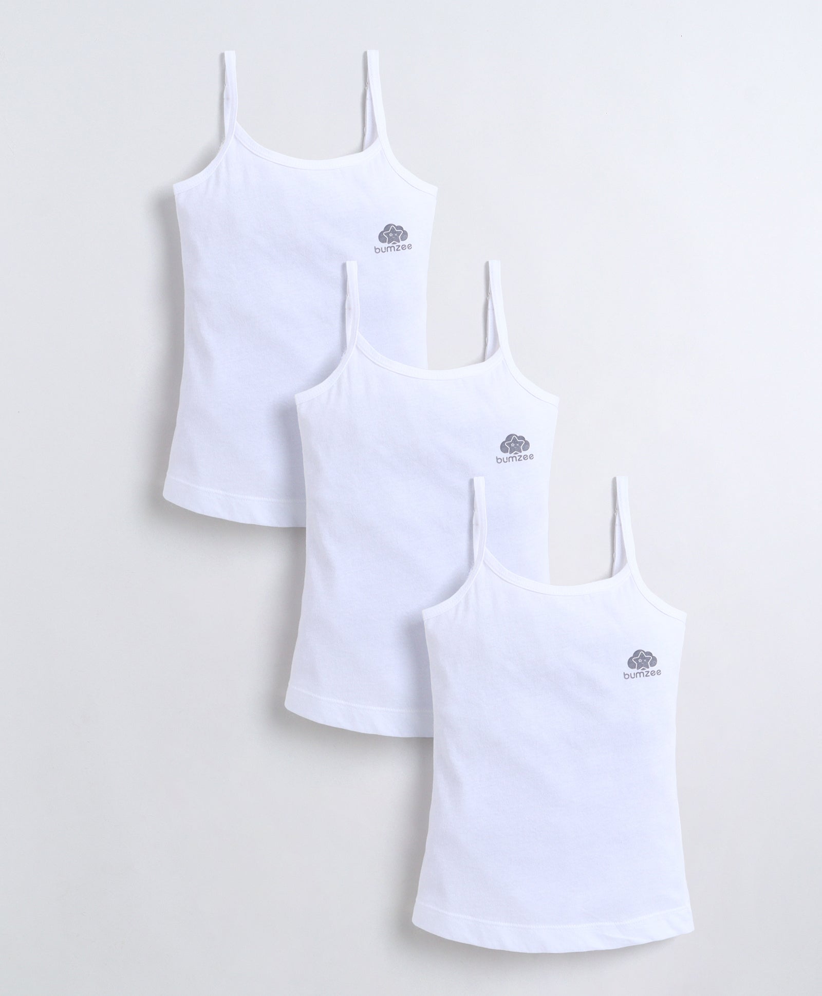 White Girls Cotton Camisole Slip Pack of 3