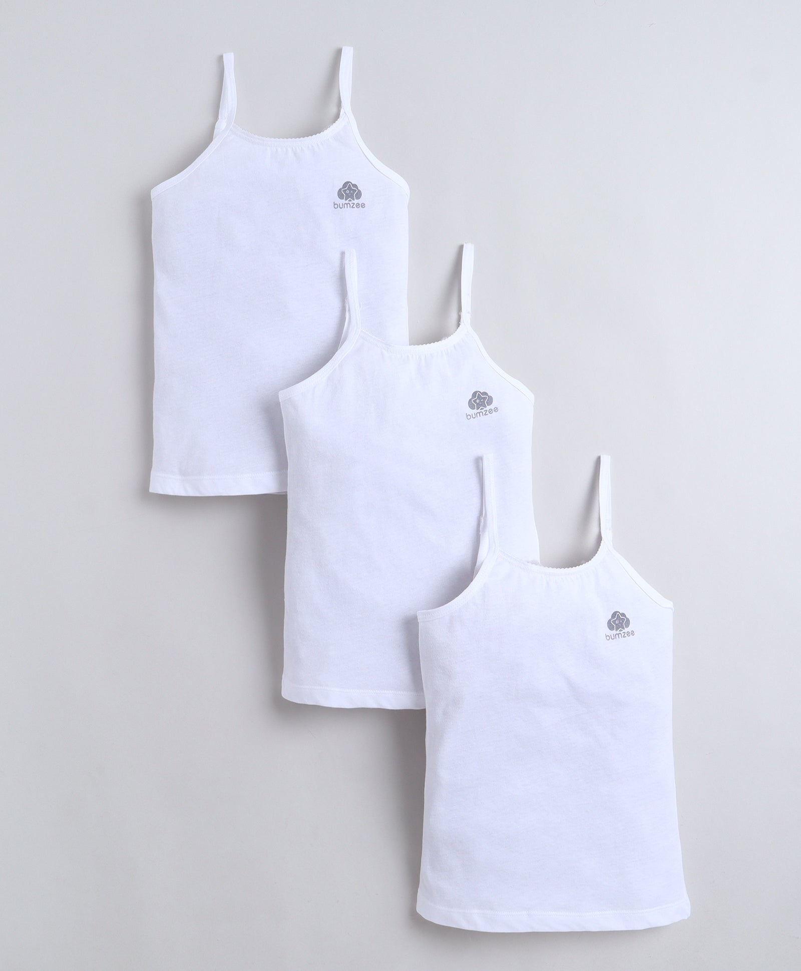 White Girls Cotton Camisole Slip Pack of 3