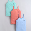 Sky Blue & Mint Green Girls Cotton Camisole Slip Pack of 3