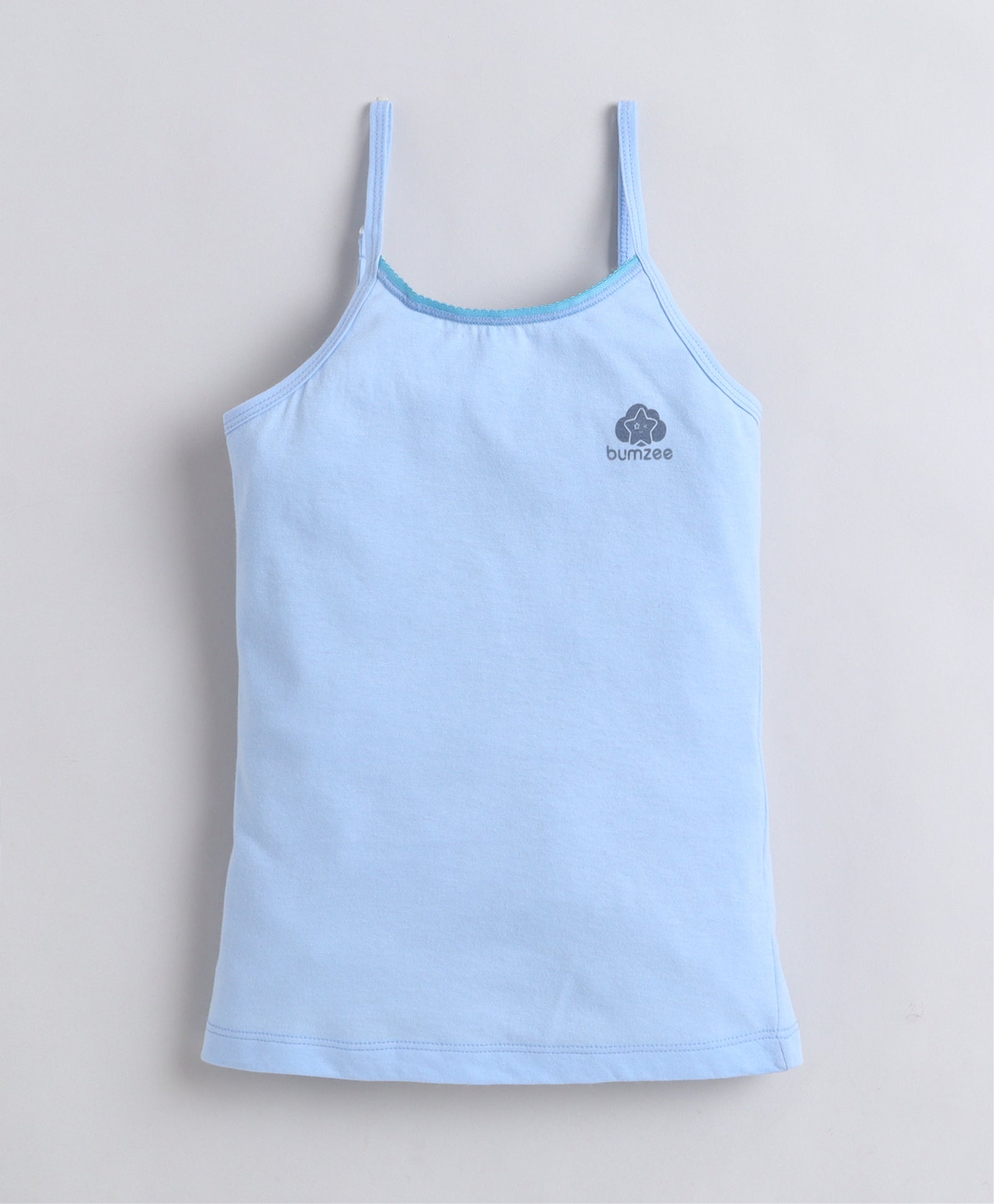 Sky Blue & Mint Green Girls Cotton Camisole Slip Pack of 3