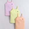 Yellow & Lavender Girls Cotton Camisole Slip Pack of 3