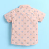 BUMZEE Peach & Brown Boys Half Sleeves Cotton Woven Shirt & Short Set With Detachable Bow