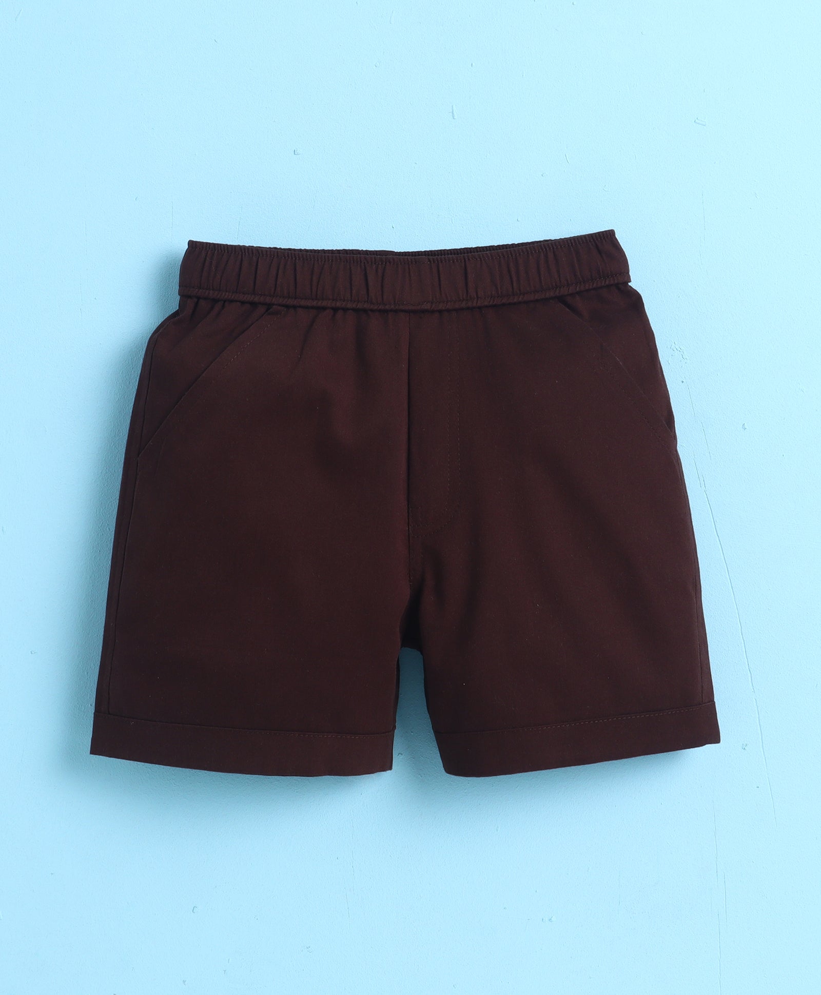 BUMZEE Peach & Brown Boys Half Sleeves Cotton Woven Shirt & Short Set With Detachable Bow