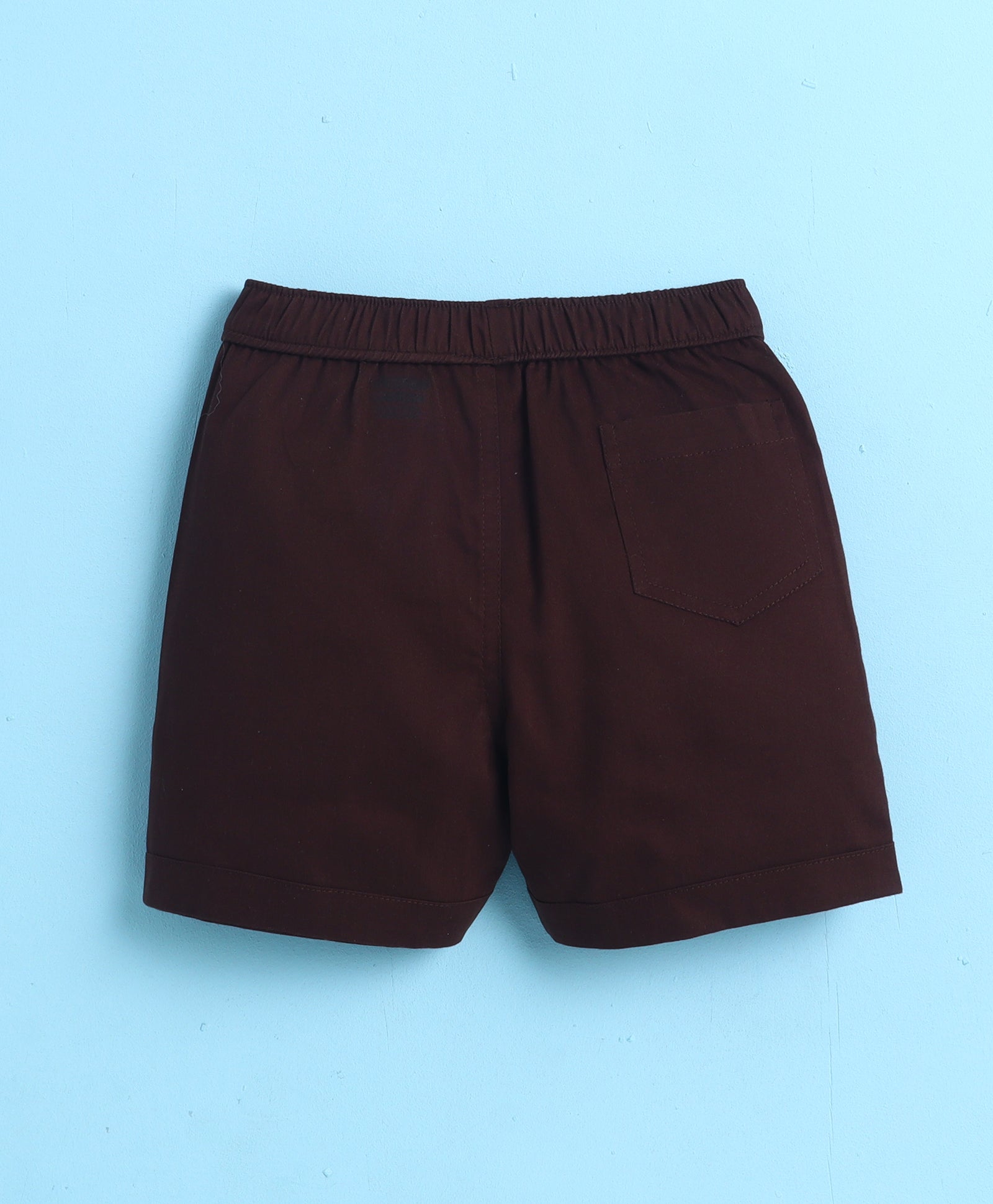 BUMZEE Peach & Brown Boys Half Sleeves Cotton Woven Shirt & Short Set With Detachable Bow