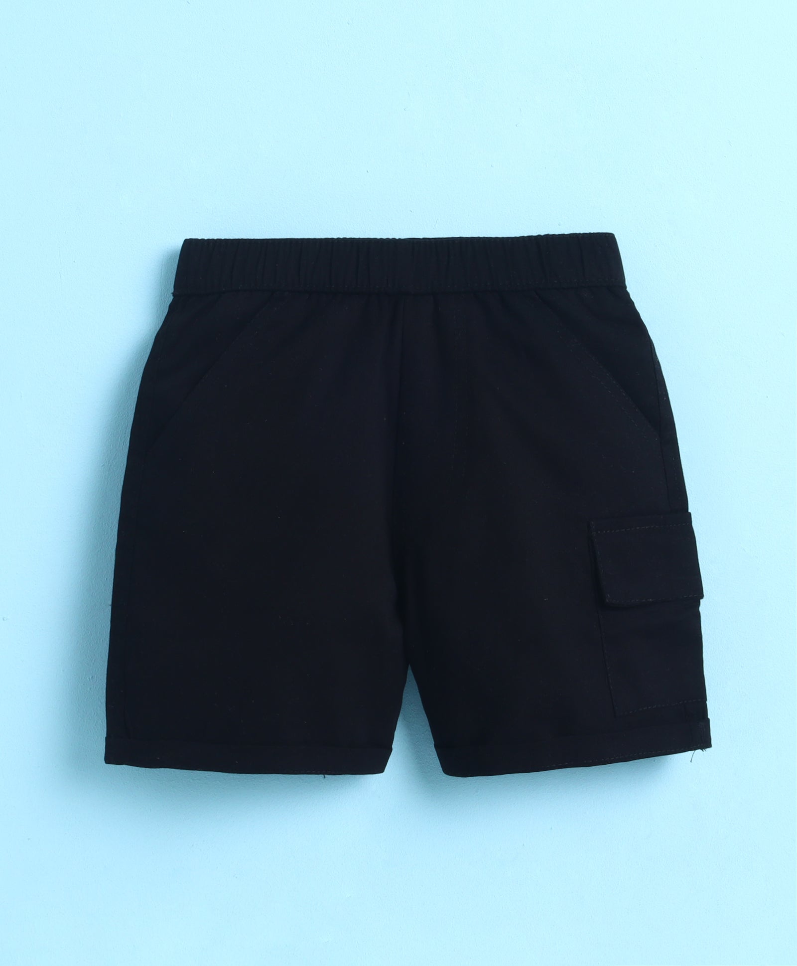 BUMZEE Beige & Black Boys Half Sleeves Cotton Woven Shirt & Short Set With Detachable Bow