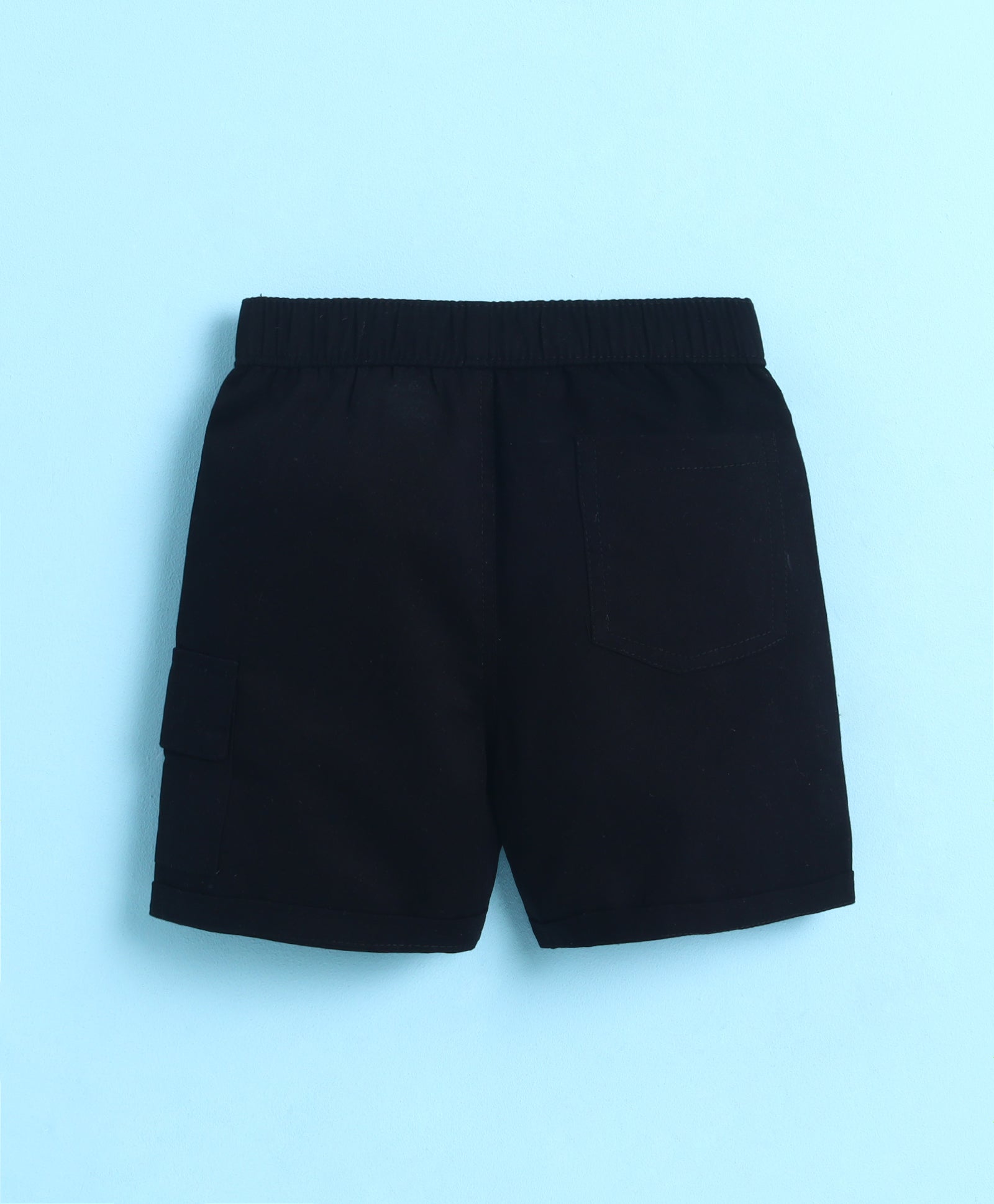BUMZEE Beige & Black Boys Half Sleeves Cotton Woven Shirt & Short Set With Detachable Bow