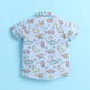 BUMZEE Sky Blue & Wine Boys Half Sleeves Cotton Woven Shirt & Short Set With Detachable Bow