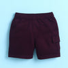 BUMZEE Sky Blue & Wine Boys Half Sleeves Cotton Woven Shirt & Short Set With Detachable Bow