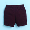 BUMZEE Sky Blue & Wine Boys Half Sleeves Cotton Woven Shirt & Short Set With Detachable Bow