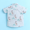 BUMZEE Sky Blue & Khaki Boys Half Sleeves Cotton Woven Shirt & Short Set With Detachable Bow