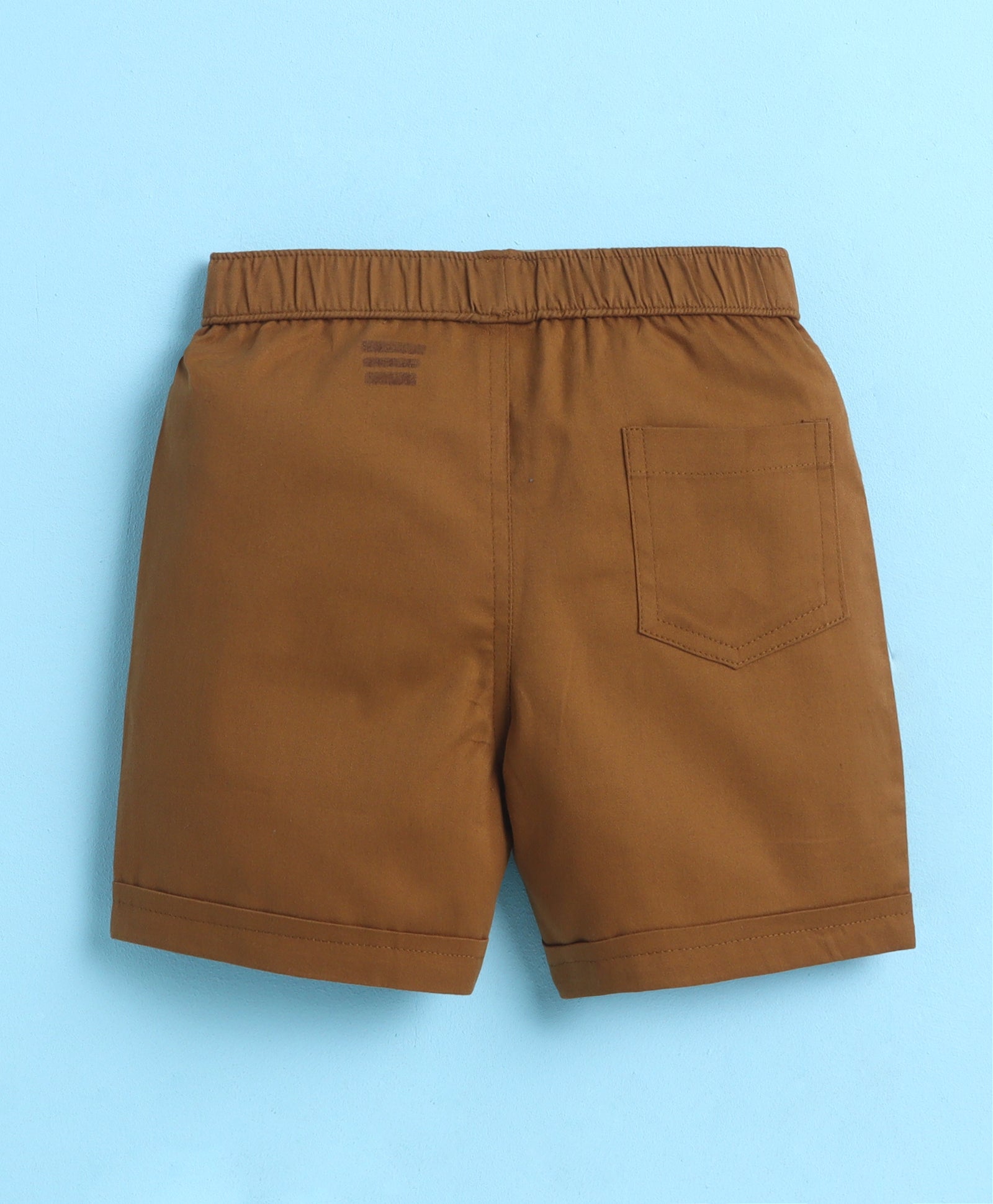 BUMZEE Sky Blue & Khaki Boys Half Sleeves Cotton Woven Shirt & Short Set With Detachable Bow