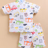BUMZEE White Boys Half Sleeves Cotton Shirt & Short Set