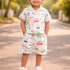 BUMZEE White Boys Half Sleeves Cotton Shirt & Short Set
