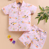 BUMZEE Peach Boys Half Sleeves Cotton Shirt & Short Set
