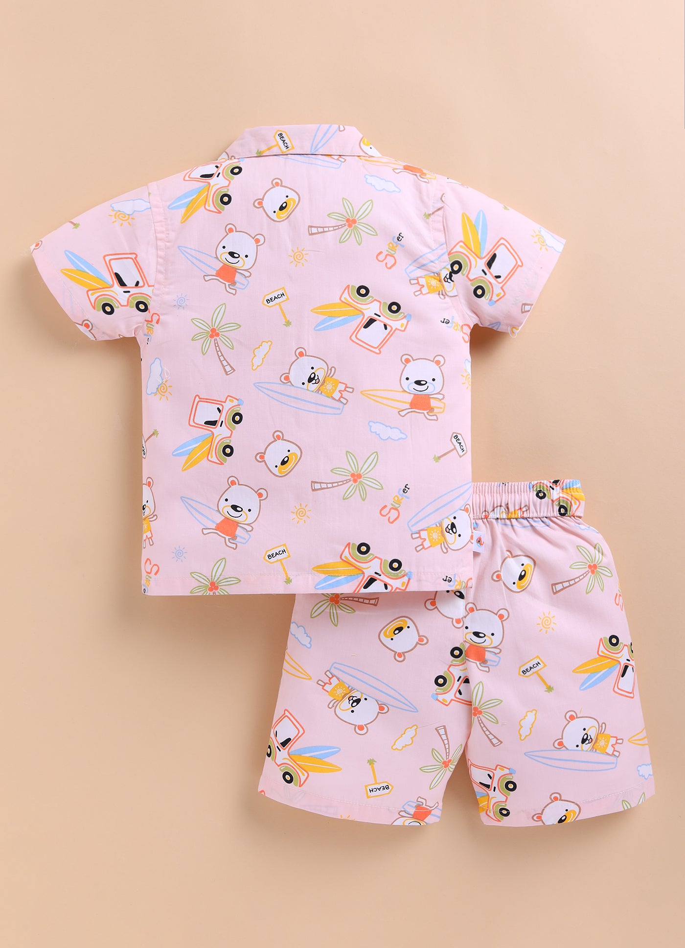 BUMZEE Peach Boys Half Sleeves Cotton Shirt & Short Set