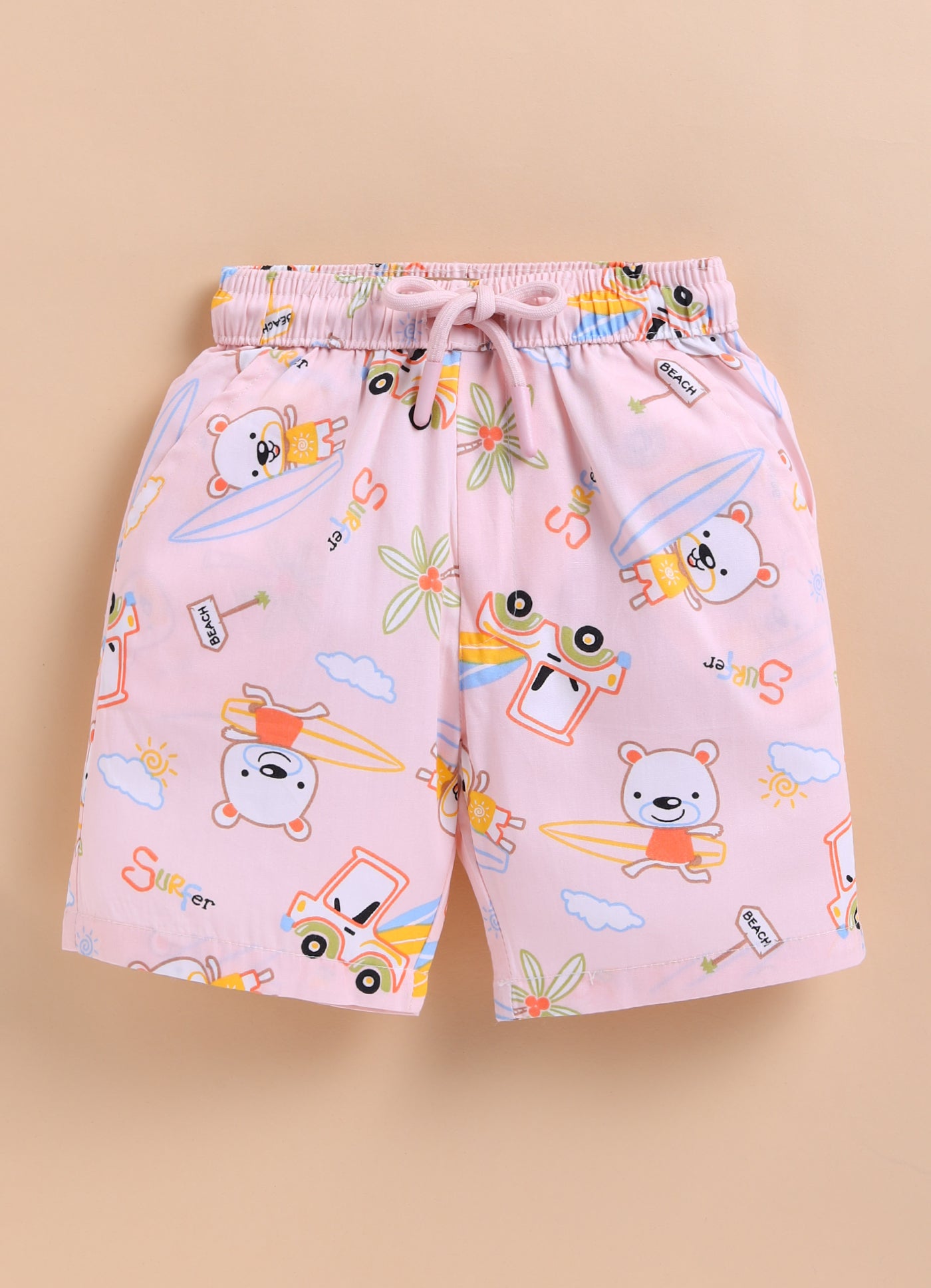 BUMZEE Peach Boys Half Sleeves Cotton Shirt & Short Set