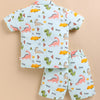 BUMZEE Green Boys Half Sleeves Cotton Shirt & Short Set