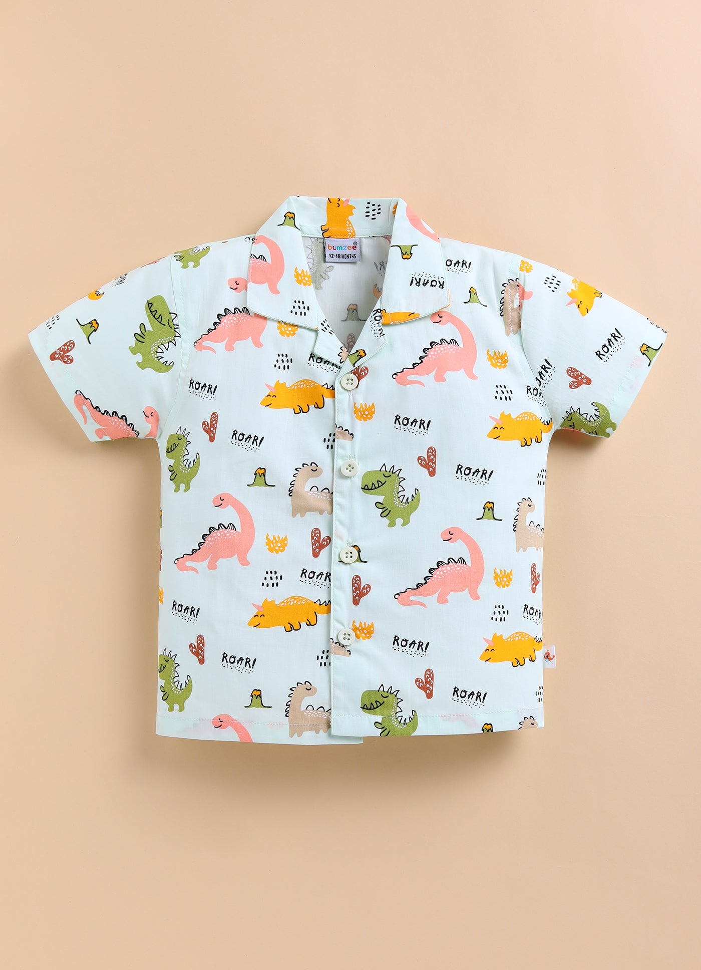 BUMZEE Green Boys Half Sleeves Cotton Shirt & Short Set