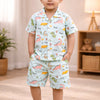 BUMZEE Green Boys Half Sleeves Cotton Shirt & Short Set