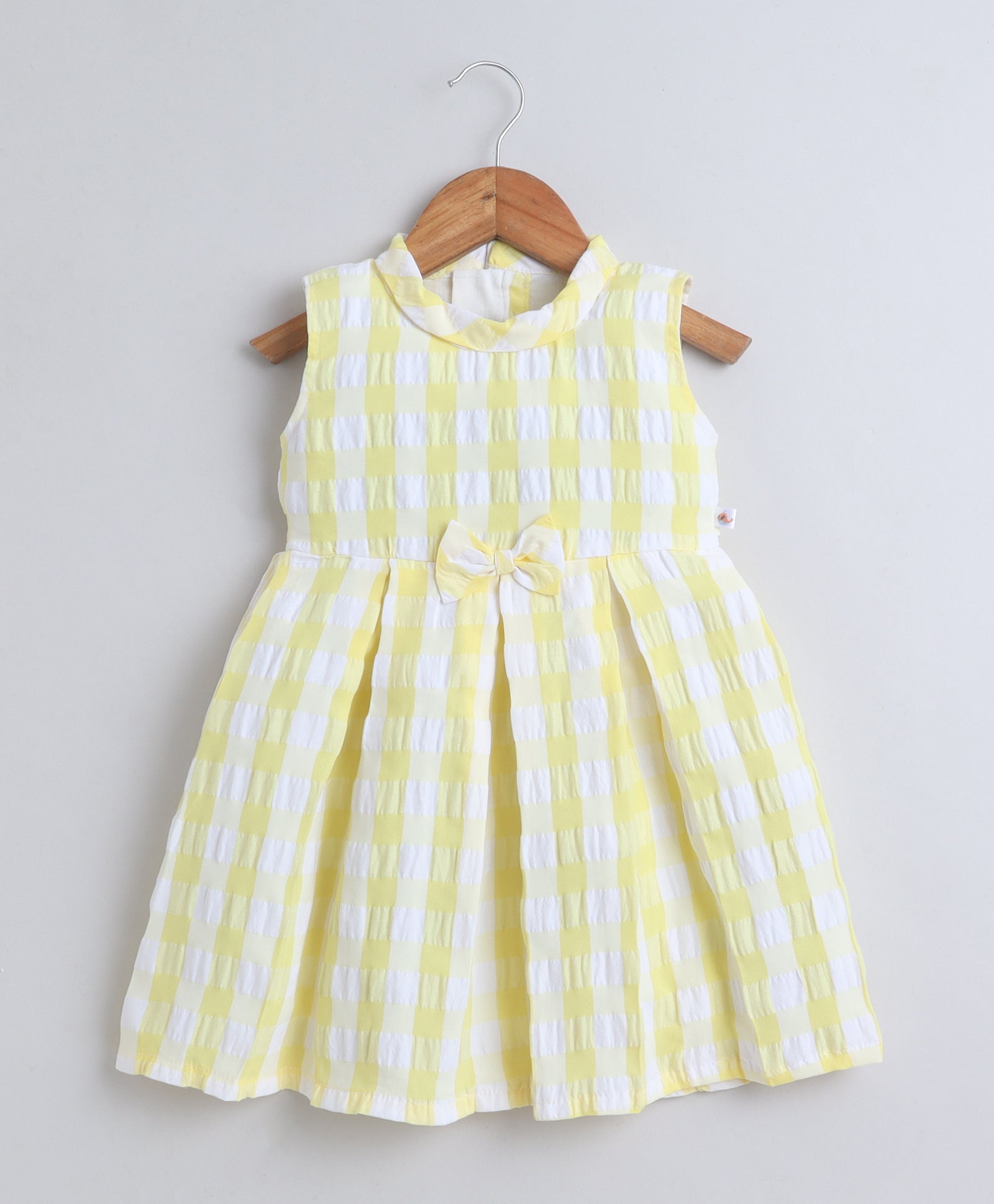 Yellow Girls Sleeveless Cotton Poly Knee Length Frock