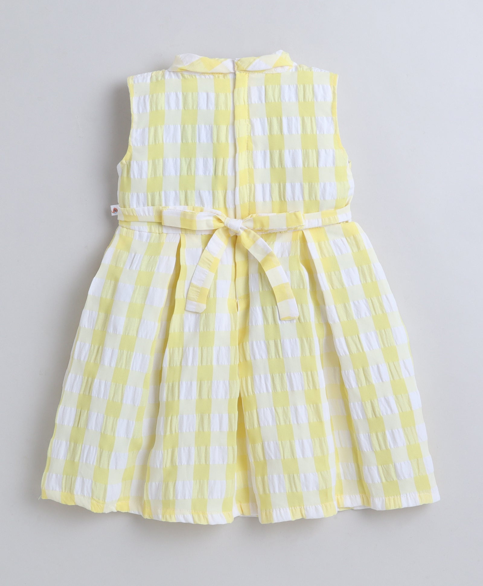 Yellow Girls Sleeveless Cotton Poly Knee Length Frock