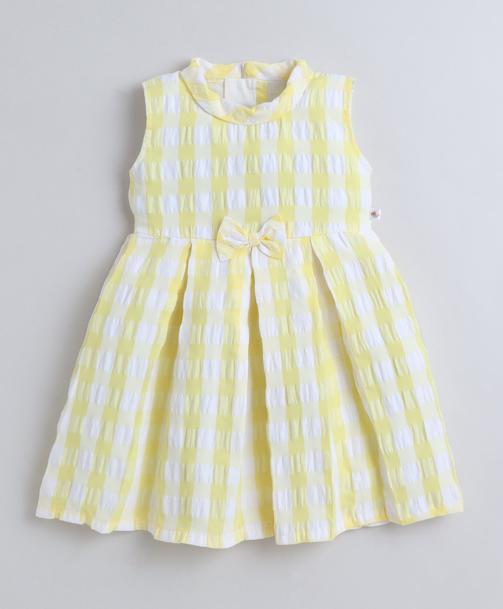 Yellow Girls Sleeveless Cotton Poly Knee Length Frock