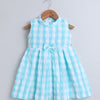 Turquoise Girls Sleeveless Cotton Poly Knee Length Frock