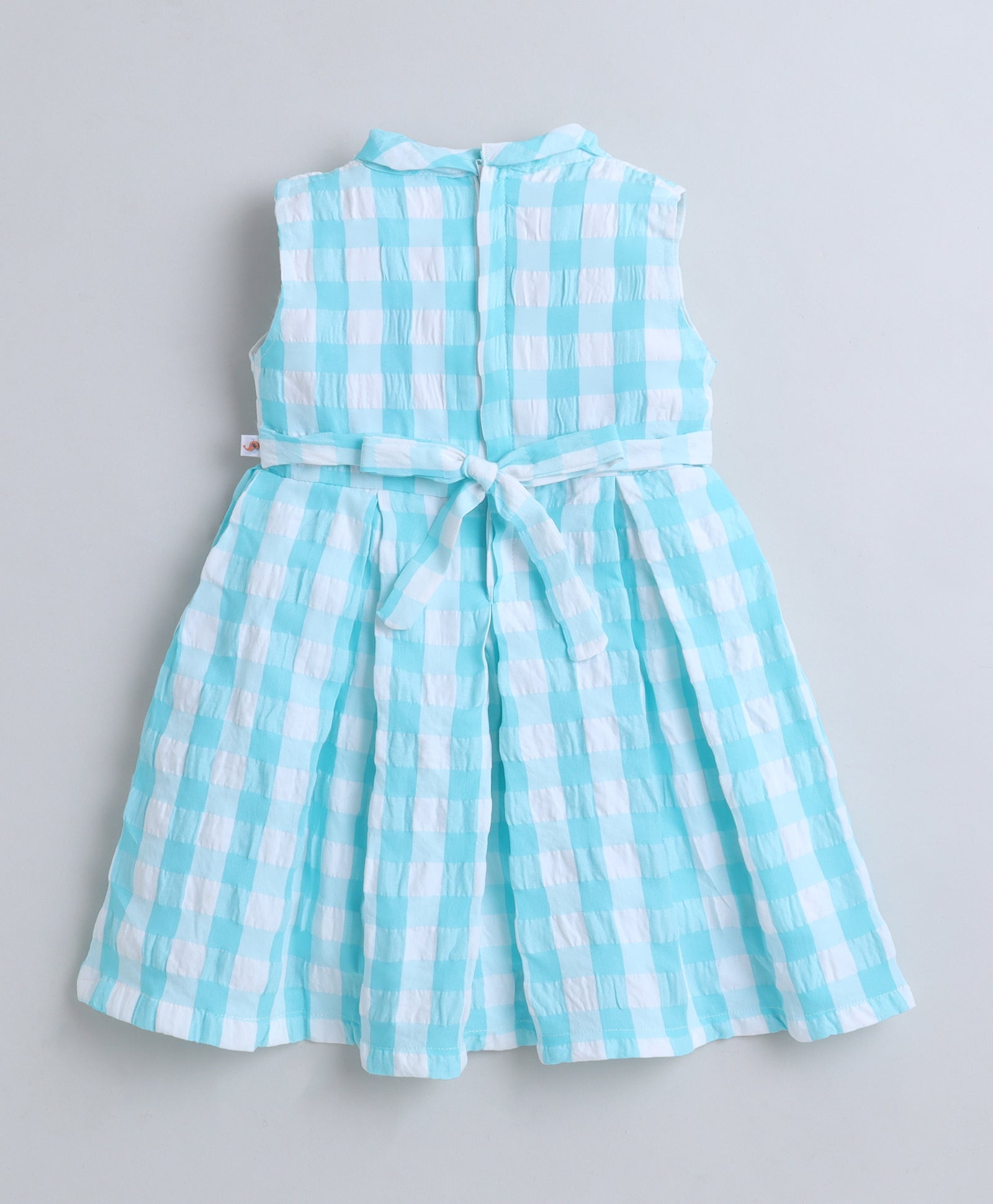 Turquoise Girls Sleeveless Cotton Poly Knee Length Frock