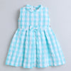 Turquoise Girls Sleeveless Cotton Poly Knee Length Frock