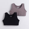 BUMZEE Black & Grey Girls Cotton Non Padded Beginners Bra Pack of 2