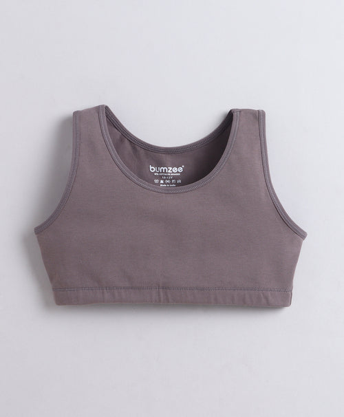 BUMZEE Black & Grey Girls Cotton Non Padded Beginners Bra Pack of 2