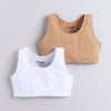 BUMZEE White & Beige Girls Cotton Non Padded Beginners Bra Pack of 2