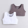 BUMZEE White & Grey Girls Cotton Non Padded Beginners Bra Pack of 2