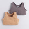 BUMZEE Grey & Beige Girls Cotton Non Padded Beginners Bra Pack of 2