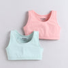 BUMZEE Pink & Mint Green Girls Cotton Non Padded Beginners Bra Pack of 2