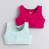 BUMZEE Dark Pink & Mint Girls Cotton Non Padded Beginners Bra Pack of 2