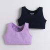 BUMZEE Navy & Lavender Girls Cotton Non Padded Beginners Bra Pack of 2