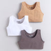 BUMZEE White & Grey Girls Cotton Non Padded Beginners Bra Pack of 3